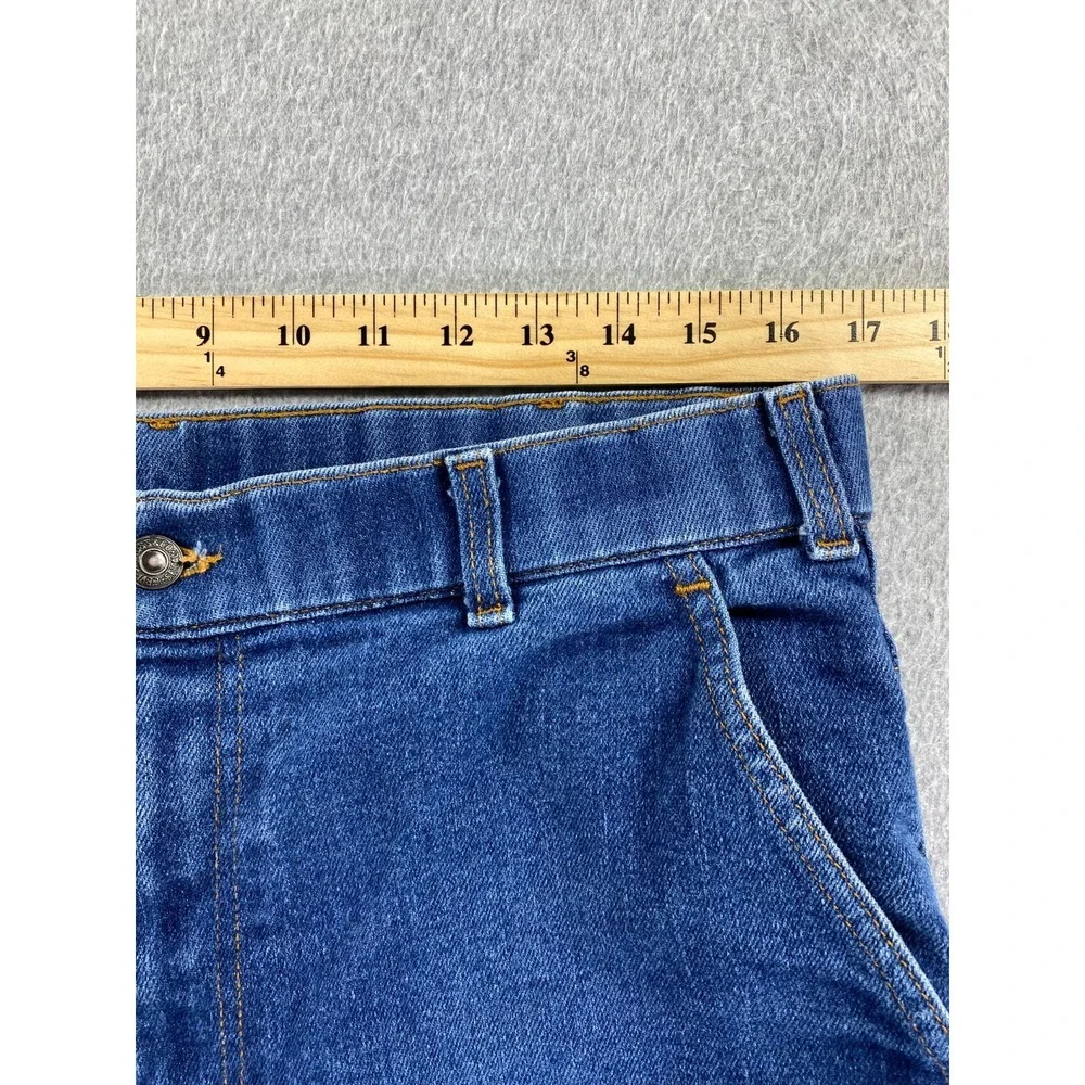 Vintage Levi's With‎ A Skosh Orange Tab Mens Sz 34x25 Blue Leather Pocket Patch